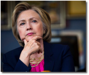 Hillary contemplating how she is going to spend all that money from Goldman Sachs